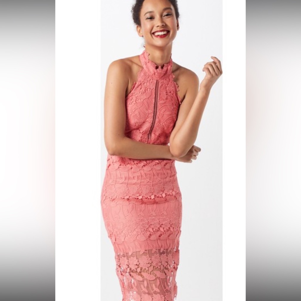 Bardot Coral Lace Mini Dress